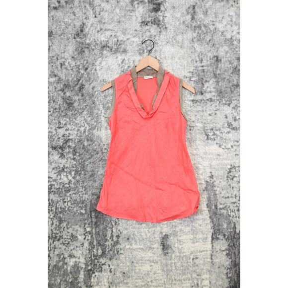 Rivamonte Pink Ribbed Layered Neck Sleeveless Tank Top Blouse - Picture 1 of 4